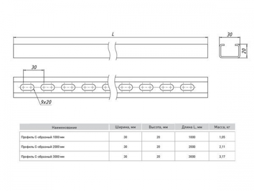 Профиль С-образный L2000 1.5мм EKF cp2000 cp2000