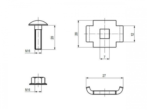 Комплект винтовой соединительный двойн. 6x20 (Винт М6+гайка) (уп.50шт) EKF vckd6x20 vckd6x20