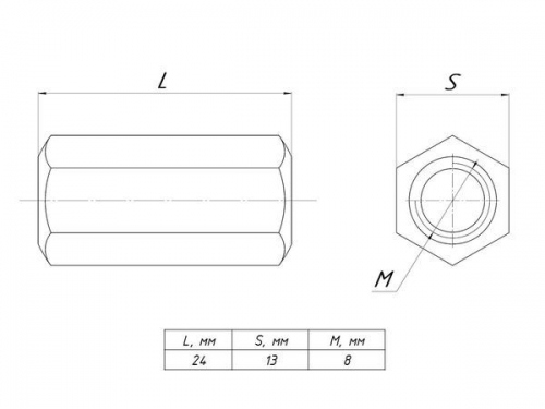Гайка соединительная М8 EKF gsm8 gsm8