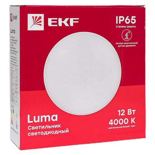 Светильник светодиодный ЖКХ ДПО-2700 12Вт 4000K IP65 круг с оптико-акустическим датчиком LUMA EKF BKL-2700DA-R-12-4000 BKL-2700DA-R-12-4000