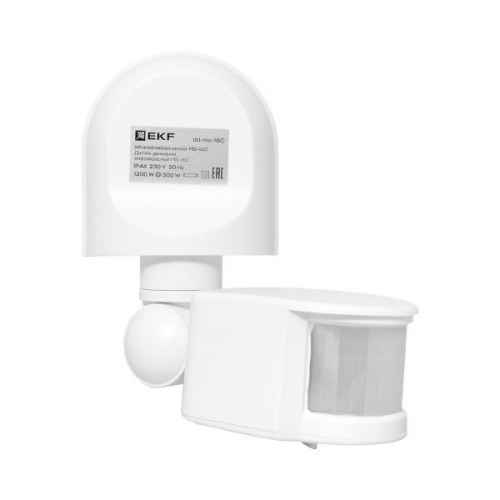 Датчик движения (ИК) MS-16C (ДД) настен. 1200Вт 180град. до 12м (рег.) IP44 EKF dd-ms-16C dd-ms-16C