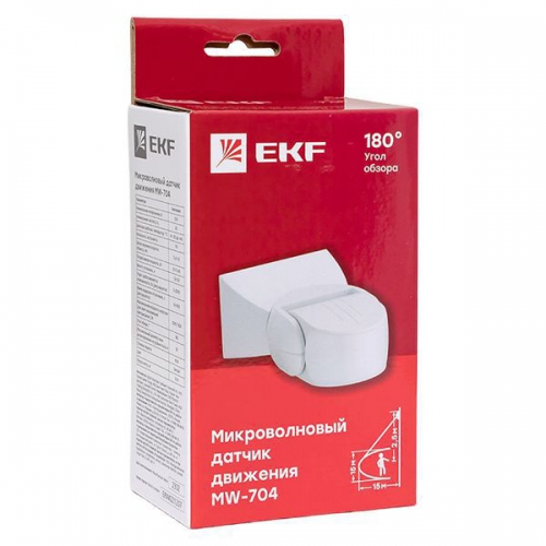 Датчик движения микроволновый MW-704 1200Вт 180гр. до 15м IP65 бел. PROxima EKF dd-mw-704 dd-mw-704