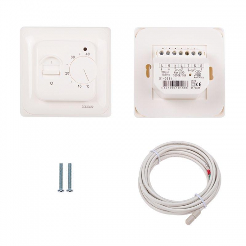 Термостат механический R70XT (OTN-1991; RTC 70.26; MST-1; MT-26; MTT-2; M5.713) 16А 3.6кВт для теплых полов датчик пола бел. Rexant 51-0531 51-0531