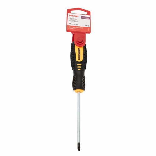 Отвертка крестовая PH 1х100мм двухкомпонентная рукоятка Rexant 12-4727 12-4727