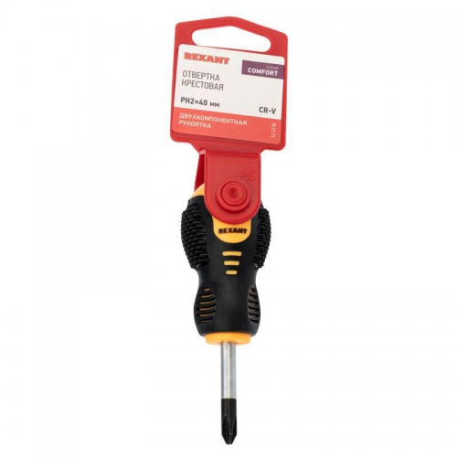 Отвертка крестовая PH 2х40мм двухкомпонентная рукоятка Rexant 12-4730 12-4730