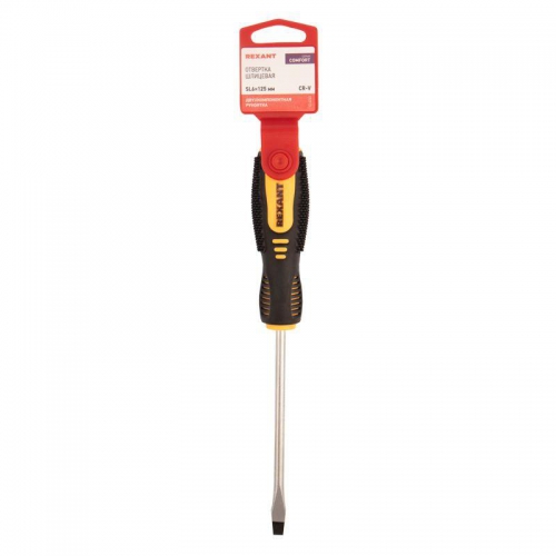 Отвертка шлицевая SL 6х125мм двухкомпонентная рукоятка Rexant 12-4723 12-4723