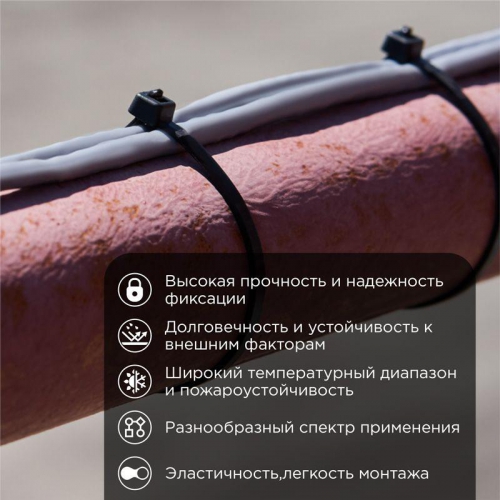 Хомут кабельный 7.6х250 нейл. черн. (уп.100шт) Rexant 07-0253 07-0253