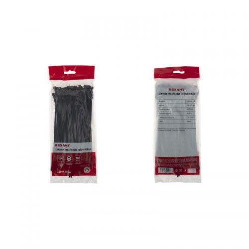 Хомут кабельный 4.8х200 нейл. черн. (уп.100шт) Rexant 07-0201-5 07-0201-5