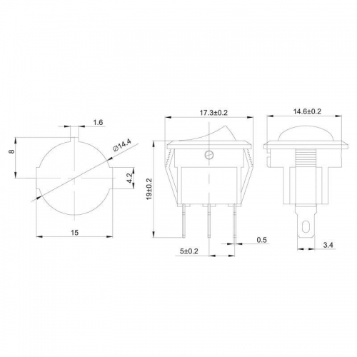 Выключатель клавишный круглый 250В 3А (3с) ON-OFF красн. с подсветкой Micro (RWB-106 SC-214) (инд. упак.) Rexant 36-2530-1 36-2530-1