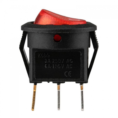 Выключатель клавишный круглый 250В 3А (3с) ON-OFF красн. с подсветкой Micro (RWB-106 SC-214) (инд. упак.) Rexant 36-2530-1 36-2530-1