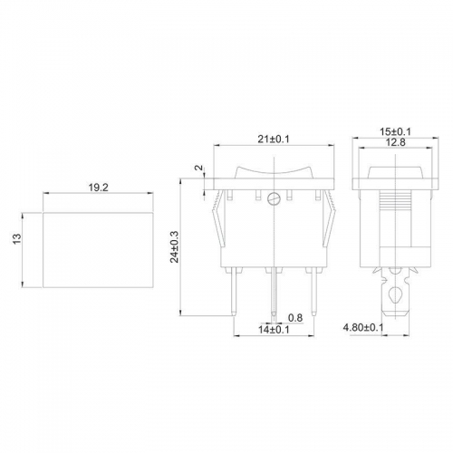 Выключатель клавишный 250В 6А (3с) ON-OFF-ON красн. с нейтралью Mini (RWB-205; SC-768) REXANT 36-2144 36-2144