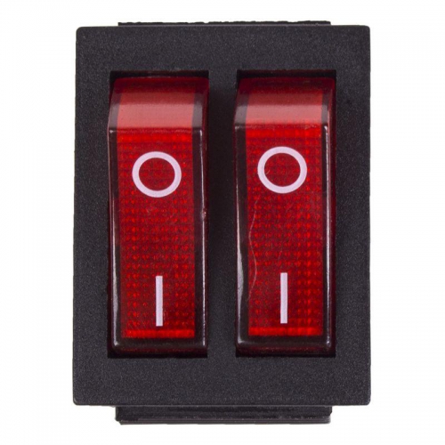 Выключатель клавишный 2-м 250В 15А (6с) ON-OFF красн. с подсветкой (RWB-511 SC-797) Rexant 36-2410 36-2410