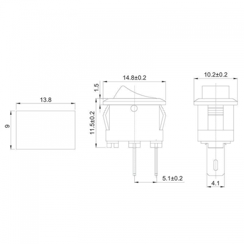 Выключатель клавишный 250В 3А (2с) ON-OFF Micro RWB-101 красн. Rexant 36-2011 36-2011