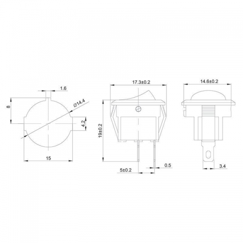 Выключатель клавишный круглый 250В 3А (2с) ON-OFF Micro RWB-105 SC-214 красн. Rexant 36-2511 36-2511
