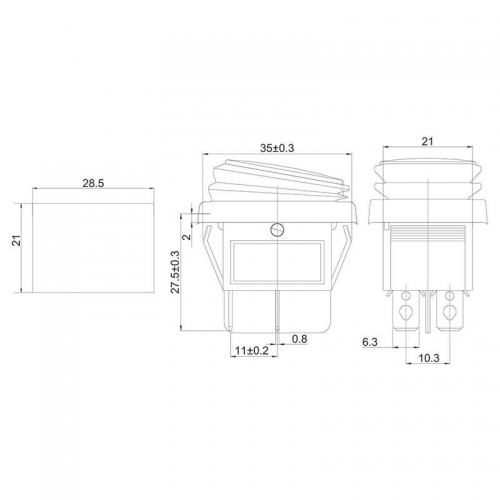 Выключатель клавишный 250В 15А (4с) ON-OFF красн. с подсветкой влагозащита (RWB-507) Rexant 36-2360 36-2360