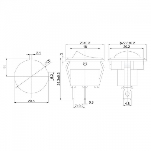 Выключатель клавишный круглый 250В 6А (2с) ON-OFF красн. (RWB-213 SC-214 MRS-102-8) Rexant 36-2560 36-2560