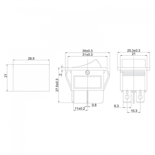Выключатель клавишный 250В 16А (4с) ON-OFF син. с подсветкой (RWB-502 SC-767 IRS-201-1) Rexant 36-2331 36-2331