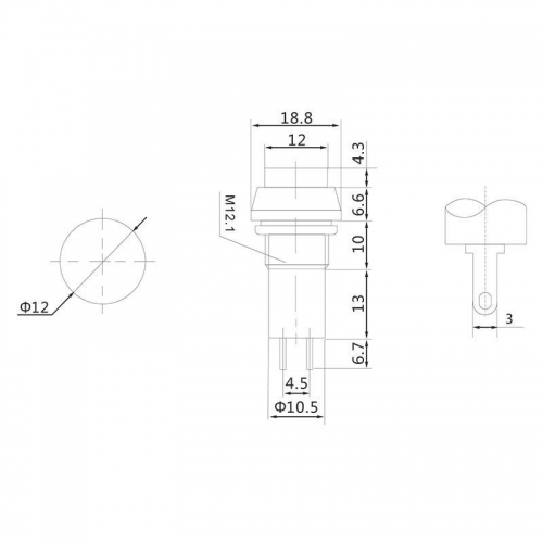 Выключатель-кнопка 250В 1А (2с) ON-OFF красн. (PBS-11А) Rexant 36-3030 13.03.2026