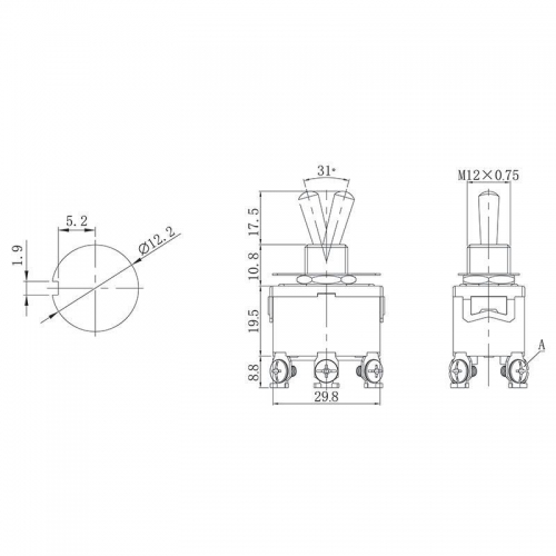 Тумблер 250В 15А (6с) ON-OFF-ON 2п (KN-203) Rexant 36-4132 36-4132
