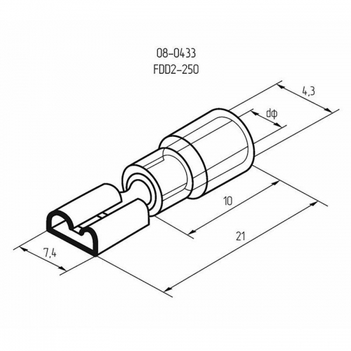 Клемма плоская изол. (гнездо) (VF 2-250) REXANT 08-0433 08-0433