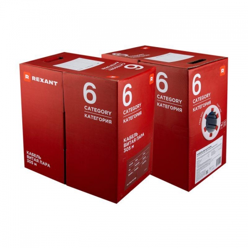 Кабель витая пара U/UTP кат.6 4х2х23AWG solid CU PVC син. 305м (м) Rexant 01-0047 01-0047