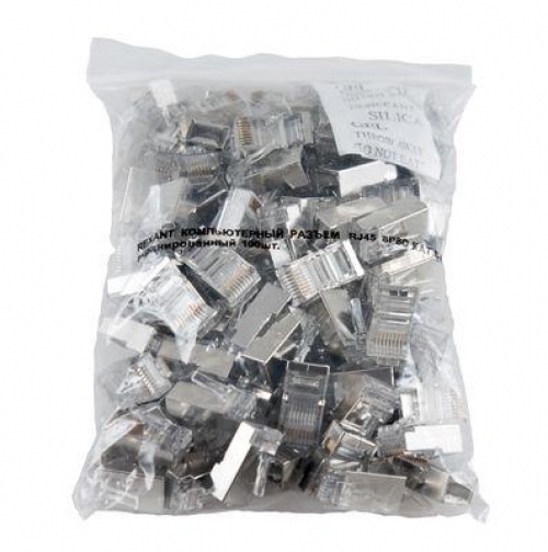 Джек компьютерный RJ45 (8P8C) кат.5E с экраном (уп.100шт) Rexant 05-1023 05-1023
