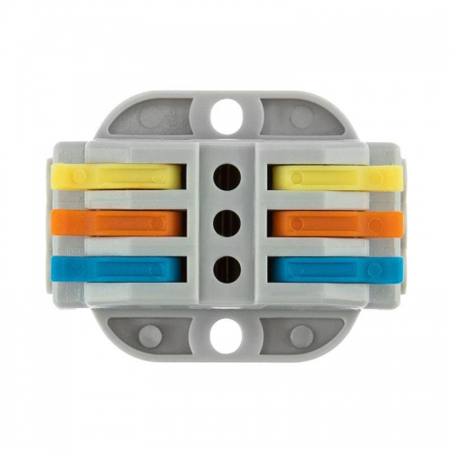 Клемма строительно-монтажная СМК проходная 3п 0.08-4кв.мм с монтажной площадкой сер. (блист.5шт) Rexant 07-6263-5 07-6263-5