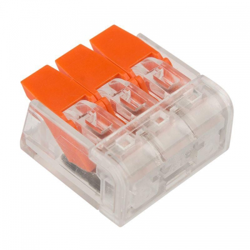 Клемма компактная многоразовая 221-413 3-проводная 0.14-4.0кв.мм (уп.50шт) Rexant 07-5203 07-5203