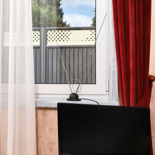 Антенна ТВ комнатная RX-105 телескопич. на подставке с кольцом VHF; UHF 47-860 MHz REXANT 34-0105 34-0105