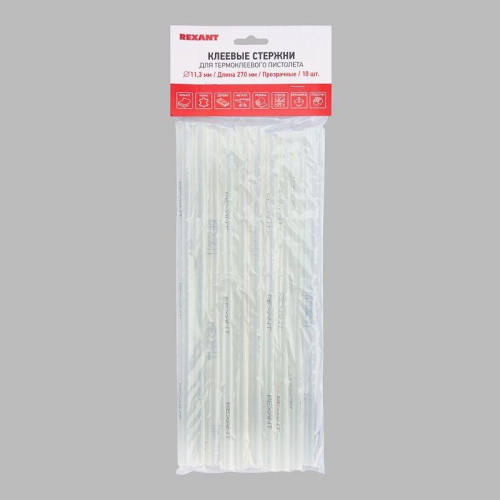 Стержень клеевой d=11.3мм L=270мм прозр. (уп.10шт) Rexant 09-1270 09-1270