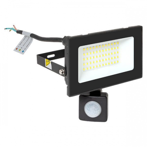 Прожектор светодиодный СДО-3004 50Вт 6500К IP54 с инфракрасным датчиком движения EKF FLL-3004-50D-6500 FLL-3004-50D-6500