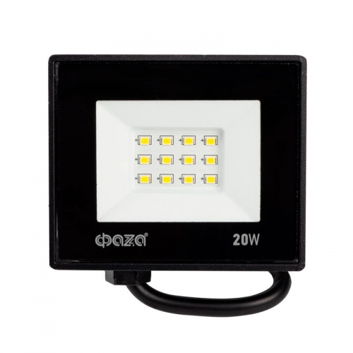 Прожектор светодиодный СДО-20 20Вт 6500К IP65 230В BL ДО прозр. закален. стекло ФАZА 5047266 5047266