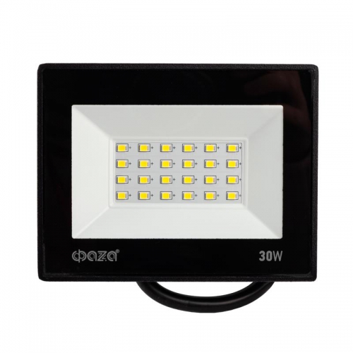 Прожектор светодиодный СДО-20 30Вт 6500К IP65 230В BL ДО прозр. закален. стекло ФАZА 5047280 5047280