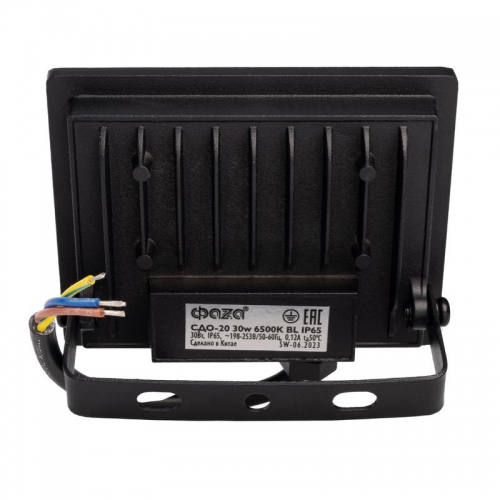 Прожектор светодиодный СДО-20 30Вт 6500К IP65 230В BL ДО прозр. закален. стекло ФАZА 5047280 5047280