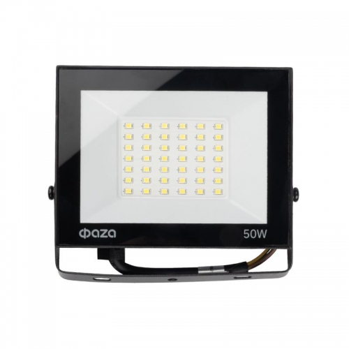 Прожектор светодиодный СДО-20 50Вт 6500К IP65 230В BL ДО прозр. закален. стекло ФАZА 5047303 5047303