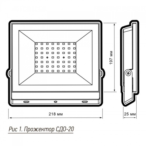 Прожектор светодиодный СДО-20 100Вт 6500К IP65 230В BL ДО прозр. закален. стекло ФАZА 5047341 5047341