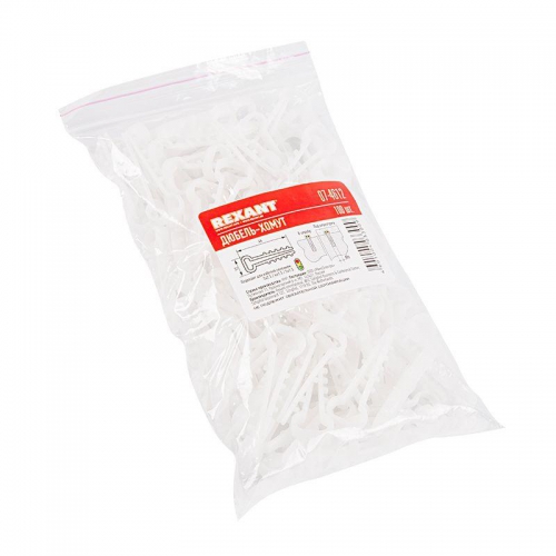 Дюбель-хомут 6-12 прямоуг. бел. (уп.100шт) Rexant 07-4612 07-4612