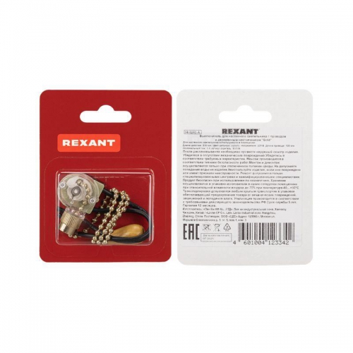 Выключатель для настенного светильника с проводом и деревянным наконечником gold блист. Rexant 06-0243-A 13.03.2026