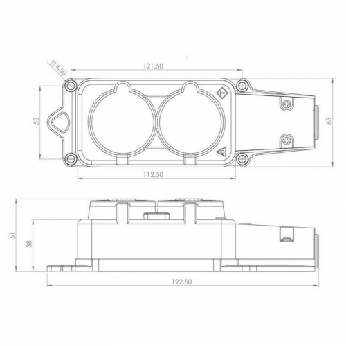 Розетка штепсельная двухместная влагозащ. с/з 16А IP54 каучук Rexant 111-112 111-112