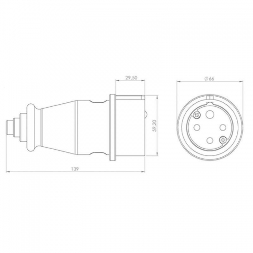 Вилка переносная влагозащ. 3P+PE 32А IP44 каучук черн. Rexant 111-006 111-006