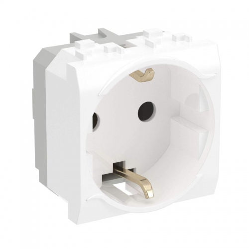 Розетка 1-м СП Brava 2мод. защ. шторки с заземл. бел. DKC 76482B 76482B
