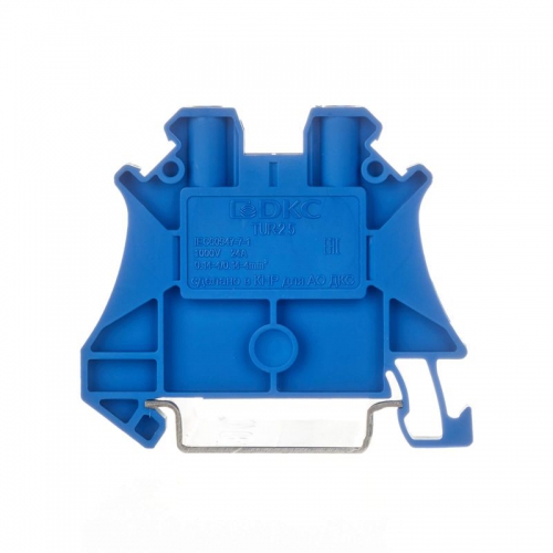 Клемма проходная винтовой зажим 2 точки подключения 2.5кв.мм син. DKC TUR-2.5-BU TUR-2.5-BU