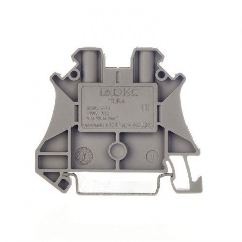 Клемма проходная винтовой зажим 2 точки подключения 4кв.мм сер. DKC TUR-4 TUR-4