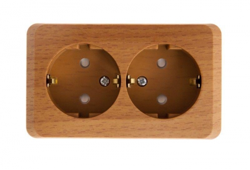 Розетка 2-м ОП Этюд Дача 16А IP20 250В с заземл. защ. шторки бук SE PA16-008T PA16-008T