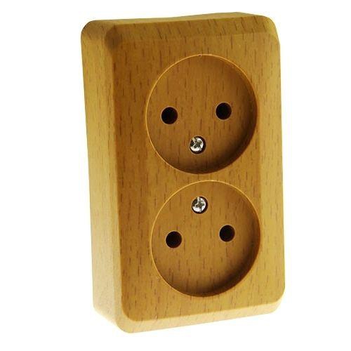 Розетка 2-м ОП Этюд Дача 16А IP20 250В без заземл. без защ. шторок бук SE PA16-005T PA16-005T