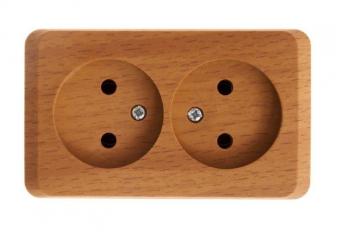 Розетка 2-м ОП Этюд Дача 16А IP20 250В без заземл. без защ. шторок бук SE PA16-005T PA16-005T