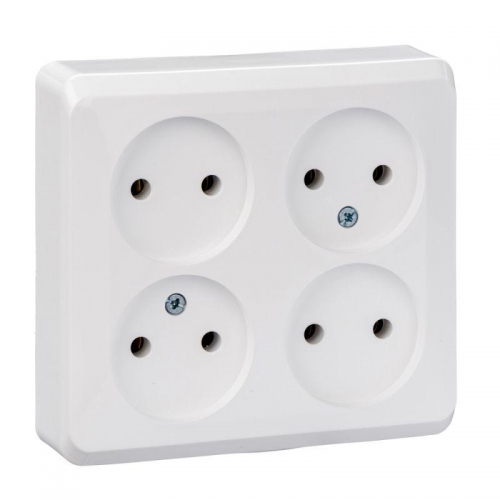 Розетка 4-м ОП Этюд 16А IP20 250В без с заземл. без защ. шторок бел. SE PA16-205B PA16-205B