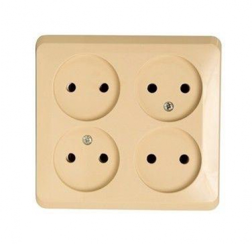 Розетка 4-м ОП Этюд 16А IP20 250В без с заземл. без защ. шторок крем. SE PA16-205K PA16-205K