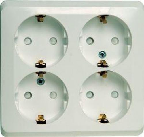 Розетка 4-м ОП Этюд 16А 250В с заземл. защ. шторки бел. SE PA16-208B PA16-208B