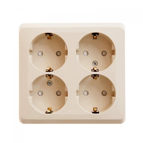 Розетка 4-м ОП Этюд 16А 250В с заземл. с заземл. защ. шторки крем. SE PA16-208K PA16-208K